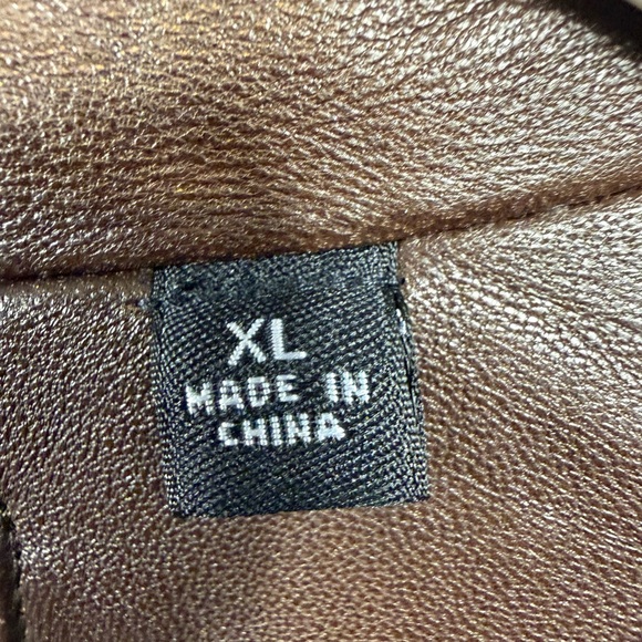 Roundtree & Yorke XL Brown Leather Blazer Coat Classic Notch Lapel Men’s Jacket - Picture 7 of 12